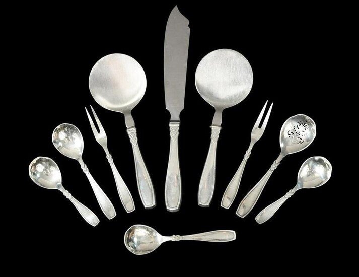 A small collection of Danish metalwares Rex pattern cutlery by Horsens SÃ¸lvvarefabrik