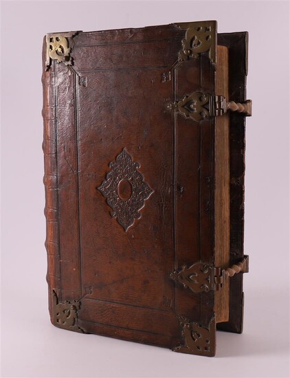 (-), A state bible in brown leather binding...