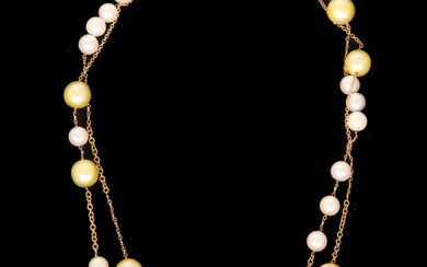 AN 18K GOLD AND PEARL NECKLACE