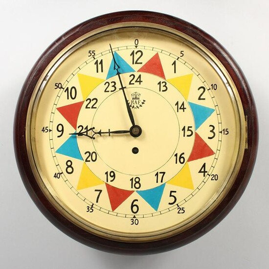 AN RAF STYLE SECTOR FUSEE WALL CLOCK. 15ins diameter.
