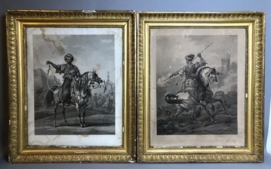 According to Carle VERNET. Two engravings. 48x39 cm...