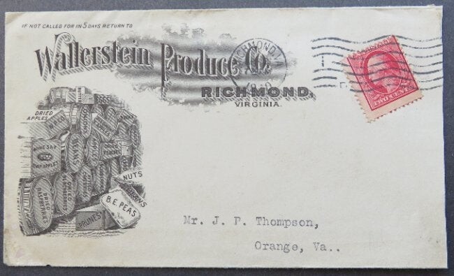 Advertising Cover, Richmond, Virginia 1910, Wallerstein