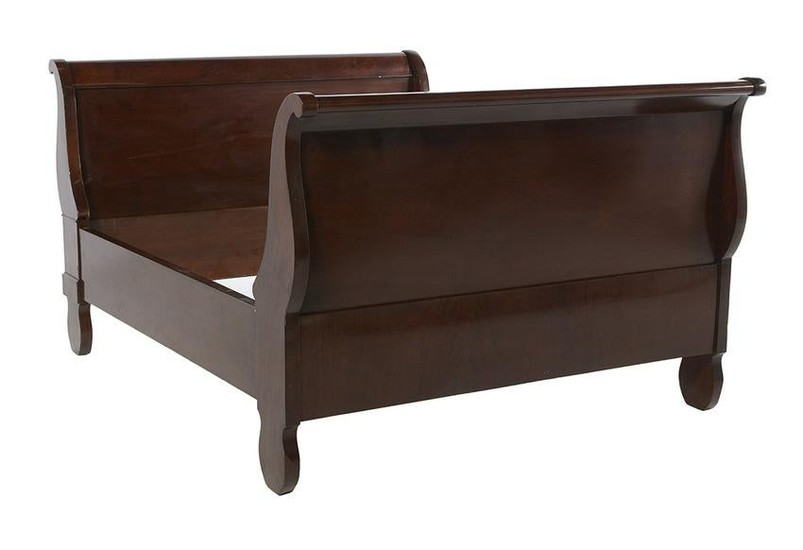 American Late Classical Mahogany Sleigh Bed