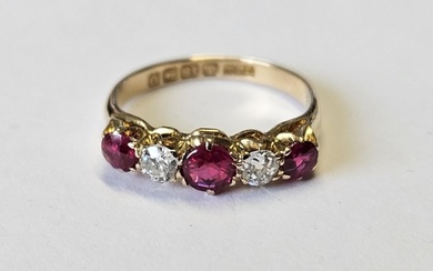 An 18ct Gold, Diamond and Ruby Ring, size L1/2.