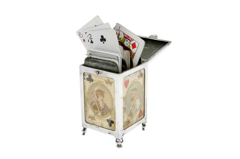 An Edwardian sterling silver playing card case