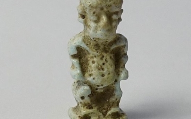 Ancient Egyptian Faience - Amulet of a Pataikos - 2.5 cm
