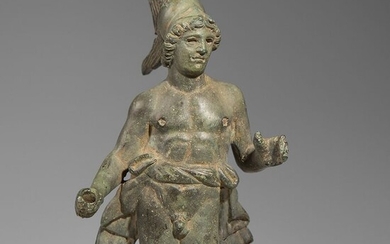 Ancient Roman Bronze Important and refined figure of god Mars. 14,5 cm H. Very fine solid sculpture.