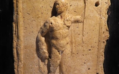 Ancient Roman Stucco Decorative relief with an athlete. c. 1st - 2nd Century AD. 18 cm H.