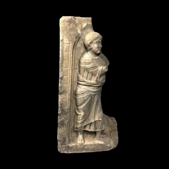 Ancient Roman/Early Byzantine Fragment of a Sarcophagus with an Apostle H: 57cm (4th century A.D. )
