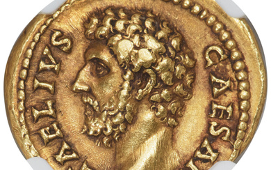 Ancients: , Aelius Caesar (AD 136-138). AV aureus (19mm, 7.25 gm, 6h). NGC XF 5/5 - 3/5, Fine Style....