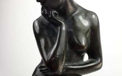 Angelo Negretti (1881-1930) - Pensive Nude - Bronze Sculpture