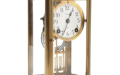 Ansonia Clock Co. Glass Cased Brass Mantel Clock