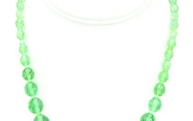 Antique Art Deco Faceted Green Crystal Necklace