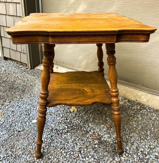 Antique C 1900 American Carved Oak End Table