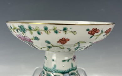 Antique Chinese Famille Rose Stem Bowl