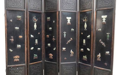 Antique Chinese Six-Panel Jade Screen