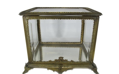 Antique French bronze & beveled glass tantalus box