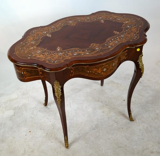 Antique Inlaid Turtle Top Table