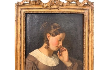 Antique Oil On Canvas Portrait