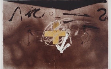 Antoni Tapies (1923-2012) - Composition expressive à la croix