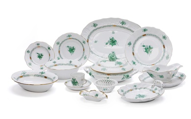 “Apponyi - Chinese Bouquet Green” Herend porcelain service decorated in green and...