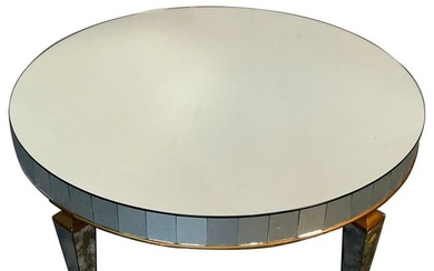Art Deco Style Mirrored Circular Coffee / Cocktail / Low Table, Distressed