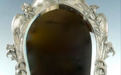 Art Nouveau Silverplate Beveled Dresser Mirror