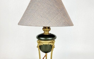 Authentic Empire urn lamp on green marble base Ca. 1830 - Empire - Bronze, Gilt, Marble, Textiles - Early 19th century