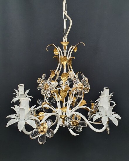 Banci Florentine ceiling lamp / ceiling lamp / chandelier with crystal flowers - Crystal, Metal, crystal