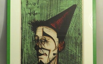 Bernard BUFFET (1928-1999). "Bravo JOJO !", 1968. Lithographie couleurs sur papier Vélin, signée au stylo de la main de l'artiste et numérotée 91/120 en bas à gauche. Haut