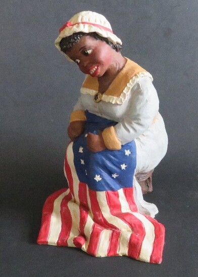 Betsy Ross Sewing US Flag African American figure 1990