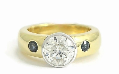 Bezel Diamond Sapphire Ring