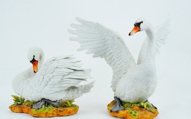 Bibi Hilton's Pair of Andrea by Sadek Mute Swan Figurines