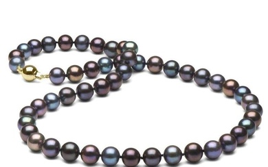 Black Freshwater Pearl Necklace, 8.5-9.0mm
