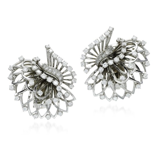 Boucheron | Pair of diamond earrings/dress clips, 1960s