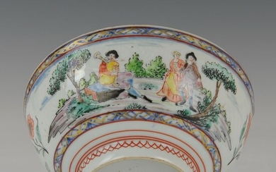 Bowl (1) - Balaji Bala - Porcelain - Dutch couple with bagpipe player - China - Qianlong (1736-1795)