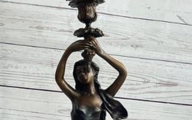 Bronze Woman Candelabras Statue
