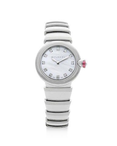 Bvlgari | LVCEA, A New Old Stock Lady's Stainless Steel Bracelet Watch with Mother-of-pearl dial and diamond-set hour indexes, Circa 2019