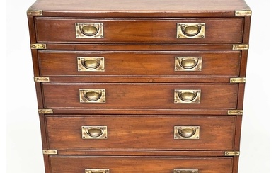 CAMPAIGN STYLE HALL CHEST, mahogany and brass bound with fiv...