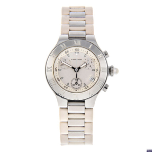 CARTIER - a stainless steel Chronoscaph 21 chronograph wrist watch.