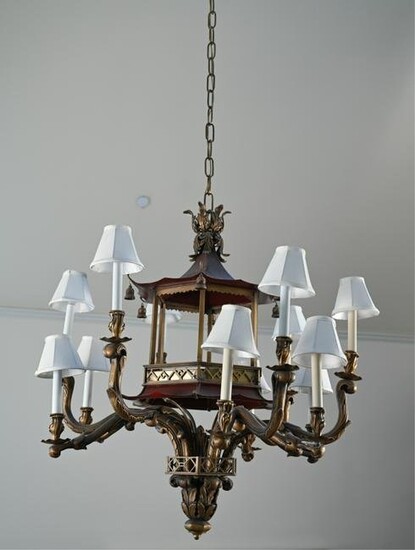 CHINESE CHIPPENDALE STYLE TOLE CHANDELIER
