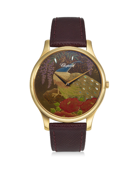 CHOPARD, REF. 161902-5049, L.U.C. XP URUSHI “SKY PEACOCK,” A VERY FINE 18K ROSE GOLD WRISTWATCH WITH HANDMADE JAPANESE URUSHI AND MAKI-E LACQUERED DIAL