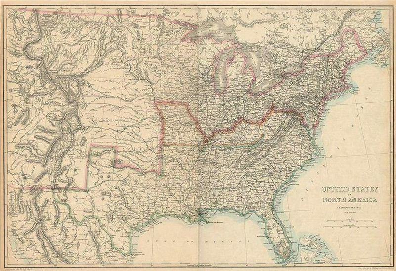 CIVIL WAR USA showing Union Confederate & Border
