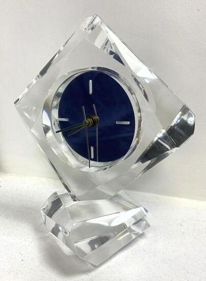 COSMO QUARTZ Lucite Frame Table Mantle Clock. Marked.