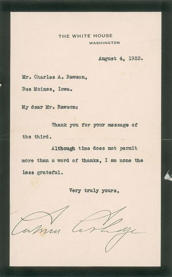 Calvin Coolidge Typed Letter Signed