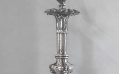 Candlestick, Ornated tall candlestick(1) - .800 silver - Europe - Late 19th century