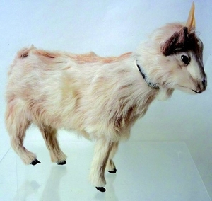 Candy box in the shape of a goat, white goat skin …