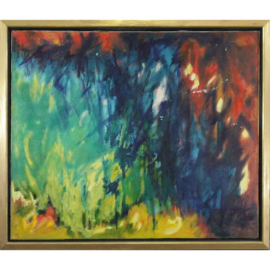 Carole Huber, 20th C. Oil/c Colorful Abstract