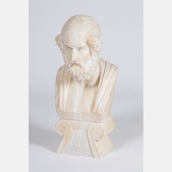 Carved Marble Bust of Homer