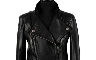 Chanel - Abbigliamento Jacket Long sleeve black leather jacket, zip closure, metal gilt details, french size 36, with dustbag